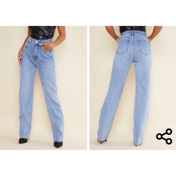 PrettyLittleThing Denim - PLT Petite Light Blue Wash Long Leg Straight jeans — Size: US 6 — new with tags